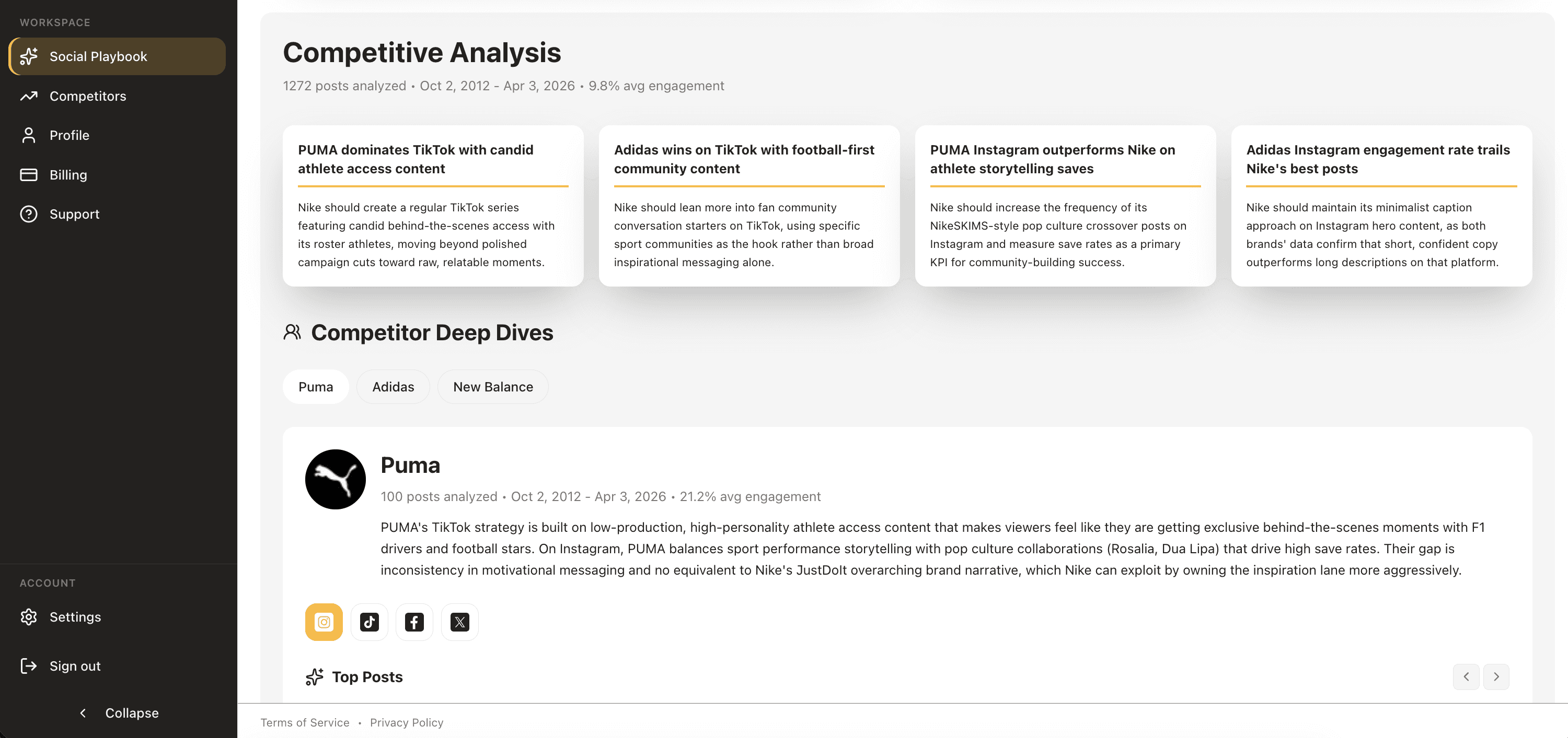 Generate your custom playbook example - competitors view